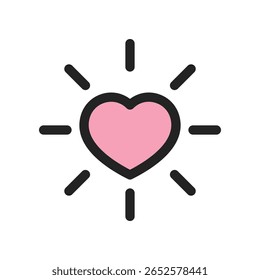 Heart Symbol with Radiating Lines Representing Love and Warm Feelings