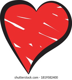 heart symbol in red color with black border.