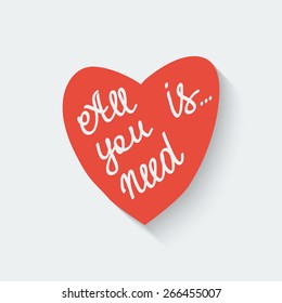 heart symbol with romantic lettering - vector illustration. eps 10