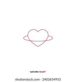 Ein Herzsymbol. Saturn Herz. Saturn Ring mit Herz. Vektor-Herzzeichen. Liebessymbol.