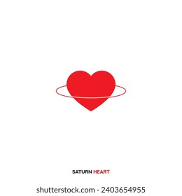Ein Herzsymbol. Saturn Herz. Saturn Ring mit Herz. Vektor-Herzzeichen. Liebessymbol.