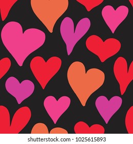 Heart symbol seamless pattern vector illustration. Hand drawn sketch doodle background. Saint Valentains Day or womens day background.
