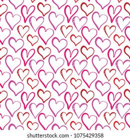 Heart symbol seamless pattern vector illustration. Hand drawn sketch doodle background. Saint Valentains Day or womens day background.