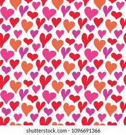 Heart symbol seamless pattern vector illustration. Hand drawn sketch doodle background. Saint Valentains Day or womens day background.