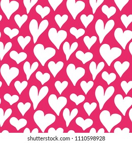 Heart symbol seamless pattern vector illustration. Hand drawn sketch doodle background. Saint Valentains Day or womens day background.