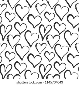 Heart symbol seamless pattern vector illustration. Hand drawn sketch doodle background. Saint Valentains Day or womens day background.