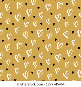 Heart symbol seamless pattern vector illustration. Hand drawn sketch doodle background. Saint Valentains Day or womens day background.