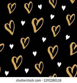 Heart symbol seamless pattern vector illustration. Hand drawn sketch doodle background. Saint Valentains Day or womens day background.