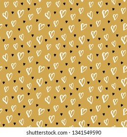 Heart symbol seamless pattern vector illustration. Hand drawn sketch doodle background. Saint Valentains Day or womens day background.