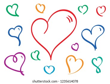 heart symbol set hand drawn vector