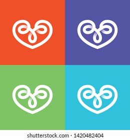 Heart symbol. Set template. Multicolor,Gradient shadow. Modern style.