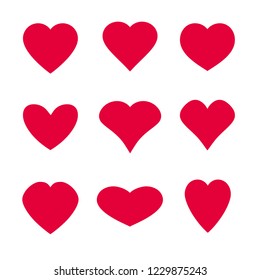 Heart symbol shapes vector set