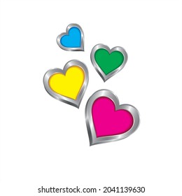 heart symbol with silver shape and colorful inside. love comes from the heart for various reasons. But all kinds of love are beautiful.
This heart symbol  used for logos, symbols or quote decorations.