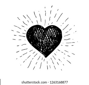 Heart symbol with sunburst