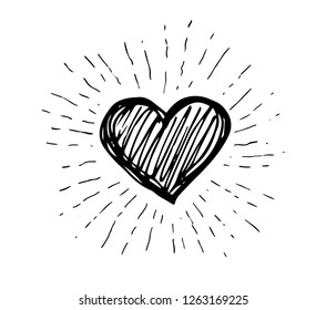 Heart symbol with sunburst