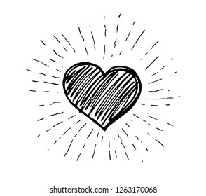 Heart symbol with sunburst