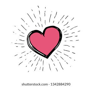 Heart symbol with sunburst 