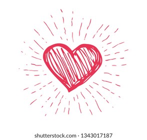 Heart symbol with sunburst 