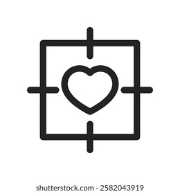 Heart Symbol in Target Icon Representing Love and Focus on Relationships