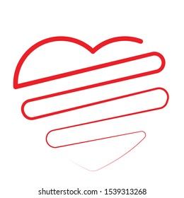 heart symbol from thin line to thick line. vector linear heart symbol