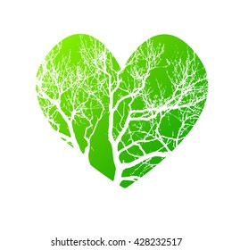 heart symbol of tree branches. Vector