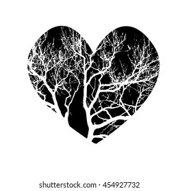 heart symbol of tree branches. Vector