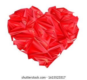Heart symbol from triangles vector illustration. Saint Valentains Day or womens day shape.