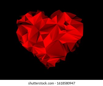 Heart symbol from triangles vector illustration. Saint Valentains Day or womens day shape.
