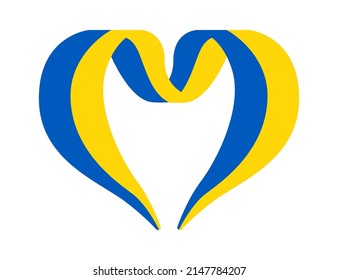 Heart symbol in ukrainian flag colors. Vector illustration