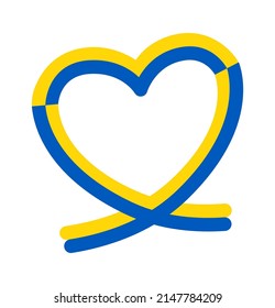 Heart symbol in ukrainian flag colors. Vector illustration