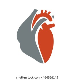 Heart symbol. Useful for sign development, indographics, postcard, leaflet, brochure, print, book and poster graphic design. Beautiful vector illustation in red and grey colors.