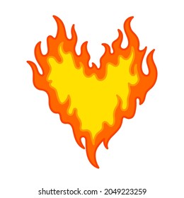 heart symbol vector with fire