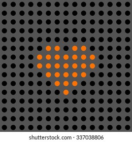 Heart symbol vector illustration. Small light dots on LCD screen. Pixel icon.