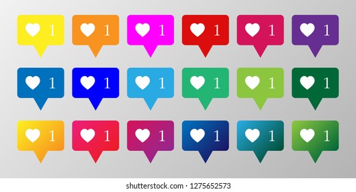 heart symbol vector for like icon , pointer for counter like icon , message box , message sign