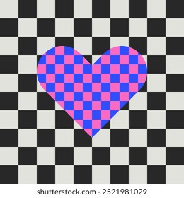 Um símbolo de Coração. Sinal de coração vetorial. Símbolo de amor. Corações. Verificar padrão. Plano de fundo verificado.