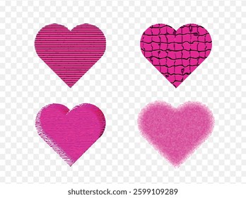 Heart Symbol Vector. Valentines Collection of Pink Hearts.