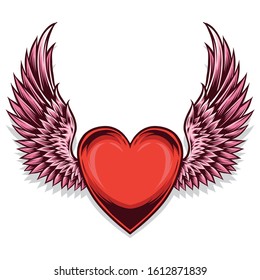 heart symbol with wings vector