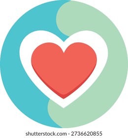 Heart symbol within a circular yin yang design