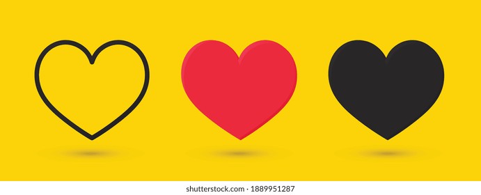 Heart symbols love icons set. Valentine's Day signs.