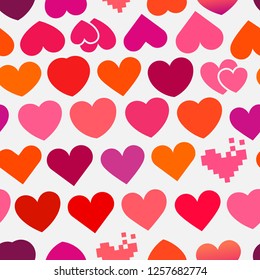 Heart symbols seamless background. Vector illustration