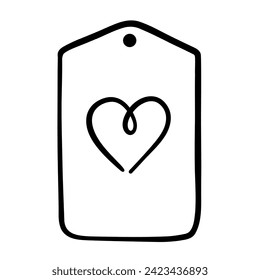 Icono de la etiqueta de corazón. Elemento para nota y planificador. Marcador para un libro. Ilustración vectorial en estilo doodle.