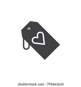 Heart tag label icon vector, filled flat sign, solid pictogram isolated on white. Buy love symbol, logo illustration.