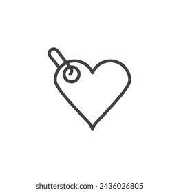 Heart Tag line icon. linear style sign for mobile concept and web design. Heart shaped label outline vector icon. Symbol, logo illustration. Vector graphics