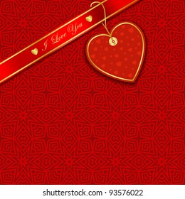 Heart Tag On Decorative Background (EPS10 Vector)