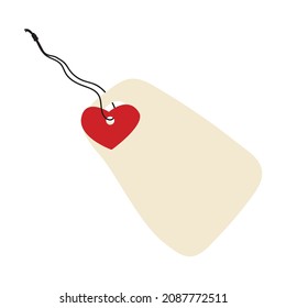 Heart tag. Place for your text. Design element.