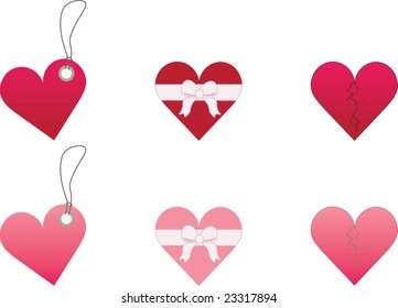 Heart tags on a white background.