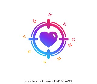 Heart in Target aim icon. Love dating symbol. Valentines day sign. Dynamic shapes. Gradient design valentine target icon. Classic style. Vector