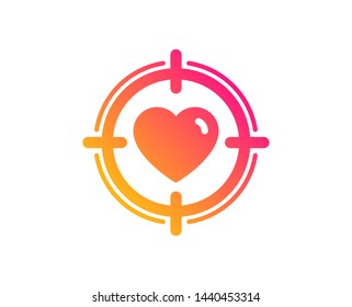 Heart in Target aim icon. Love dating symbol. Valentines day sign. Classic flat style. Gradient valentine target icon. Vector