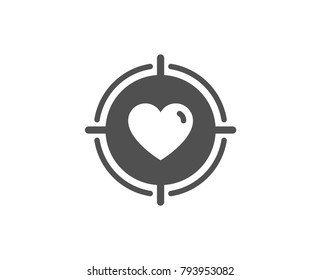 Heart in Target aim simple icon. Love dating symbol. Valentines day sign. Quality design elements. Classic style. Vector