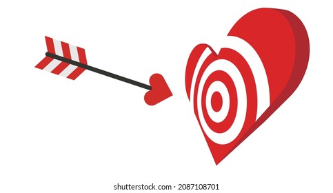 Heart Target and Heart Bow Art. vector.